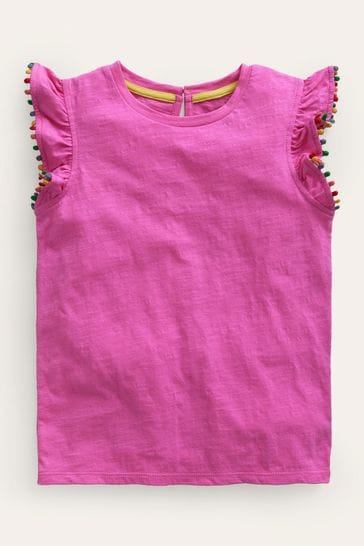 Boden Pink Pom Trim T-Shirt