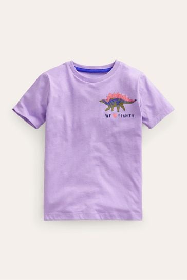 Boden Purple Dinosaur Front & Back Printed T-Shirt