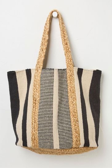 FatFace Natural Naomi Stripe Woven Beach Bag