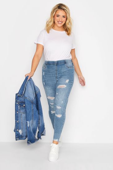Buy Yours Curve Blue Jenny Destroyed Jeggings from Next Saudi Arabia