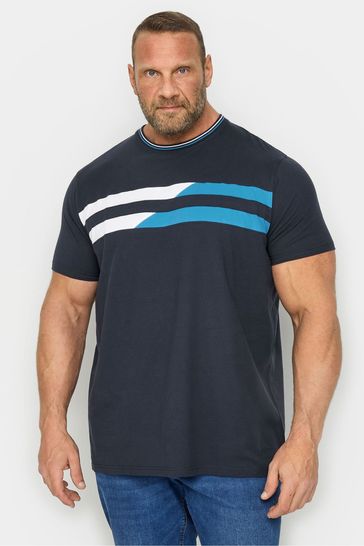 BadRhino Big & Tall Blue Chest Stripe T-Shirt