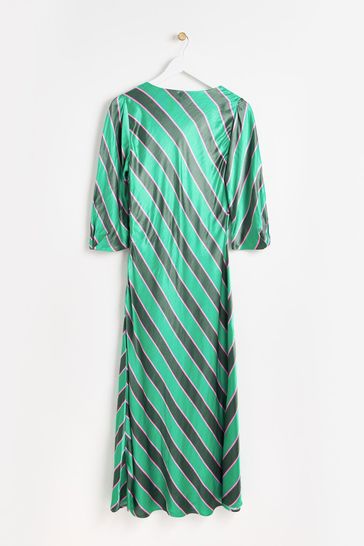 Buy Oliver Bonas Green Diagonal Stripe Twist Midi Dress from Next Oman