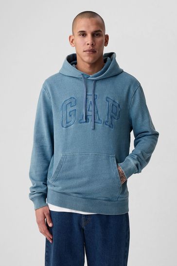 Blue cotton hoodie on sale