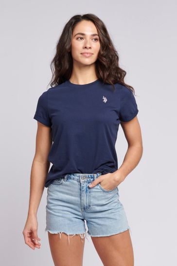 U.S. Polo Assn. Womens Crew Neck Double Horsemen T-Shirt