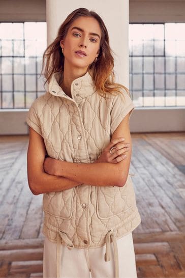 Mint Velvet Cream Washed Quilted Gilet