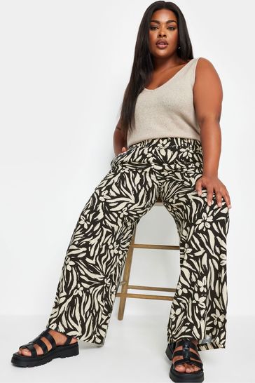 Buy Yours Curve Black Floral Print Wide Leg Trousers from Next Bahrain