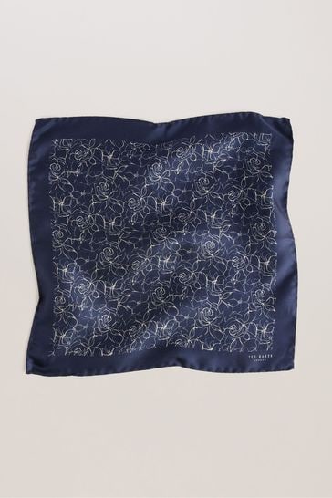 Pañuelo de bolsillo de seda con estampado floral azul Cavp Line de Ted Baker