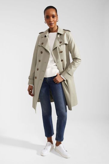 Buy Hobbs Cream Grey Petite Petite Saskia Trench Coat from Next Bahrain