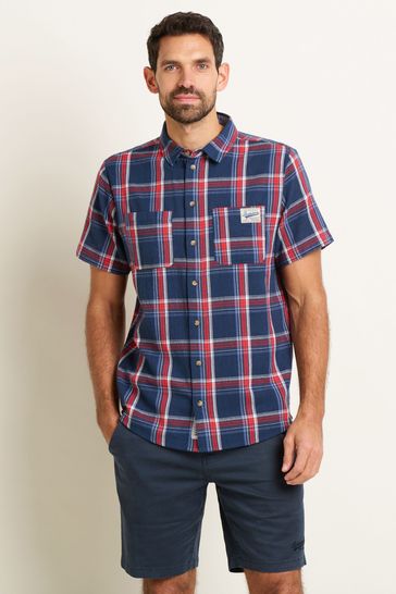 Brakeburn Blue Check Short Sleeve Shirt