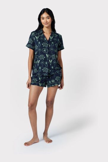 Chelsea Peers Blue Tropical Holiday Print Short Pyjama Set