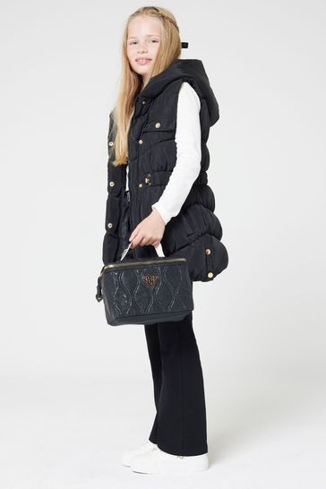 River Island Black Girls Faux Fur Hooded Gilet 910years