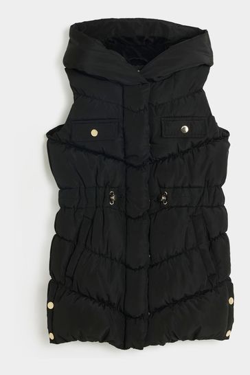 River Island Girls Faux Fur Hooded Gilet
