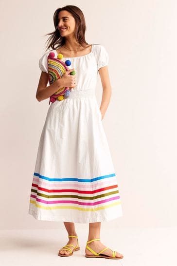 Boden White Carla Linen Short Dress