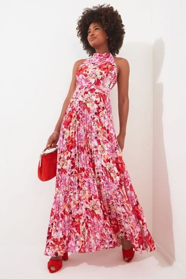 Joe Browns Pink Petite Floral Print Halterneck Maxi Dress