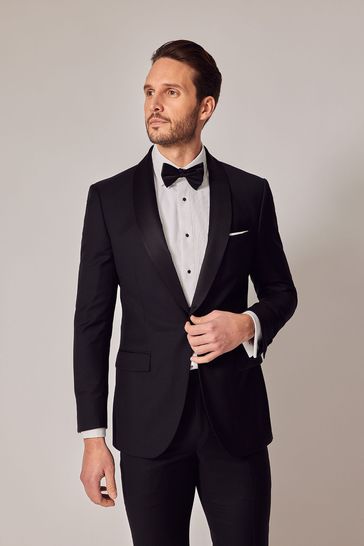 Hawes & Curtis Slim Shawl Dinner Black Jacket