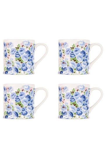Cath Kidston Set of 4 Blue Mollie Mugs