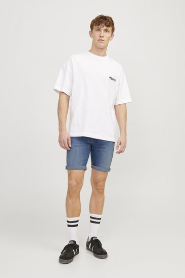 JACK & JONES Blue Slim Fit Rolled Hem Denim Shorts