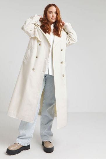 Simply Be Cream Premium Maxi Trench Coat