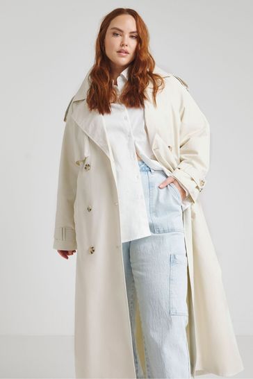 Buy Simply Be Cream Premium Maxi Trench Coat from Next Luxembourg