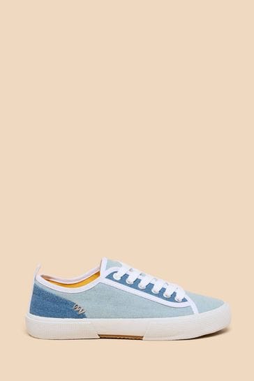 White Stuff Blue Pippa Canvas Lace Up Trainers