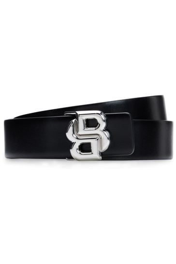 BOSS Black Reversible Belt In Italian Leather With Double-Monogram Buckle