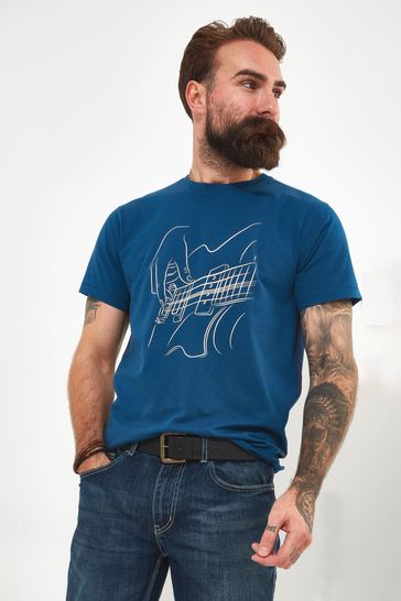 Joe Browns Blue Sketchy Guitar Graphic T-Shirt