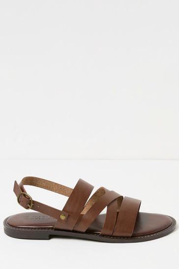 FatFace Brown Leather Strap Sandals