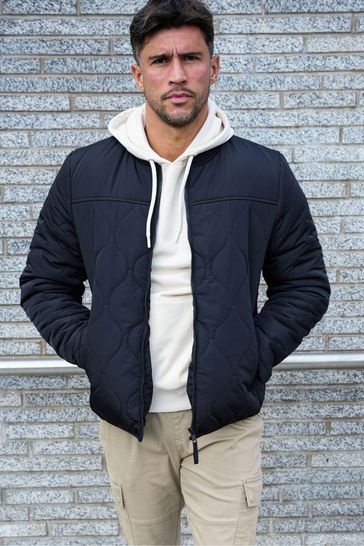 Threadbare Black Onion Quilted Bomber Jacket