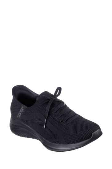 Skechers black knit ultra flex trainers on sale