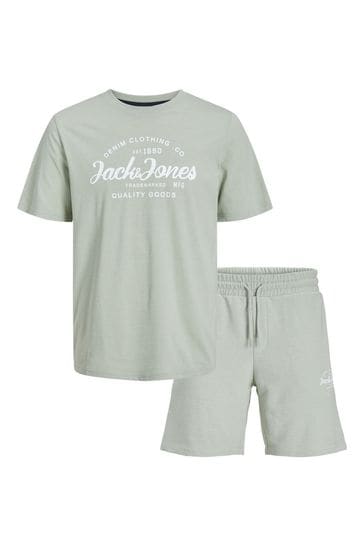 JACK & JONES JUNIOR Grey Logo T-Shirt And Shorts Set