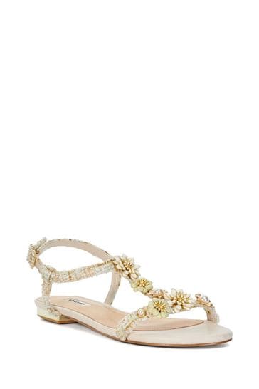 Buy Dune London Cream Enamel Floral Flat Sandals from Next France