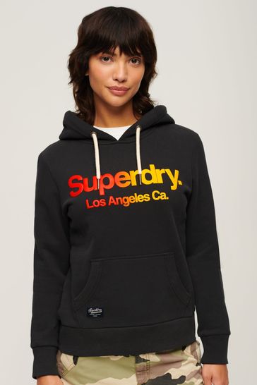 Superdry Black Tonal Rainbow Hoodie