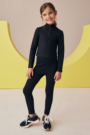 Buy Black Seamless Ribbed High Waist Leggings 3 16yrs from Next Bahrain