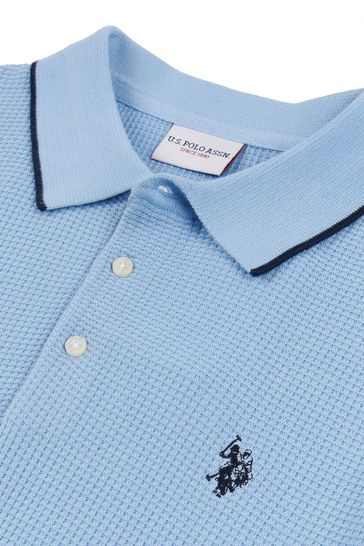 U.S. Polo Assn. Regular Fit Mens Blue Waffle Knit Polo Shirt