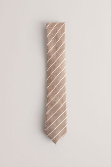 Ted Baker Cream Niels Linen Stripe Silk Tie