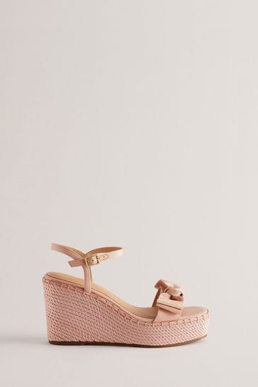 Ted Baker Pink High-Heeled Geiia Wedges With Bow Detail