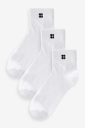 Sweaty Betty White Essentials Mid Socks 3 Pack