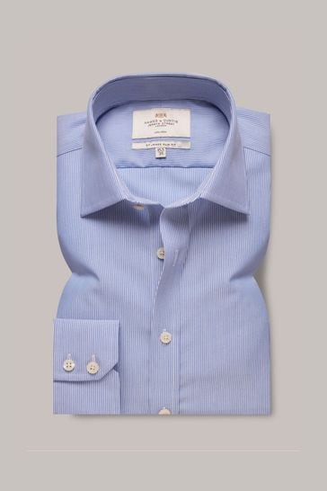 Hawes & Curtis Slim Blue Non-Iron Fine Stripe Shirt