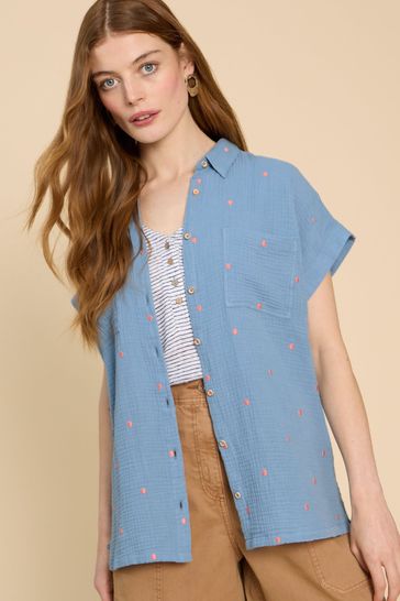 White Stuff Blue Emma Double Cloth Shirt