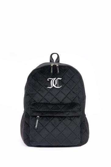 Juicy Couture Girls Quilted Velour Black Backpack