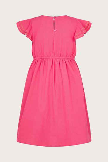 Buy Monsoon Pink Embroidered Skater Dress With Linen from Next Cyprus