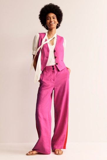 Boden Pink Westbourne Linen Trousers