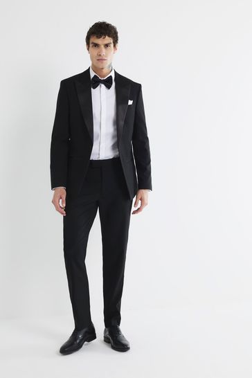 River Island Black Plain Slim Tux Trousers