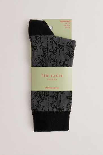 Ted Baker Sokkelv Black Horse Pattern Socks