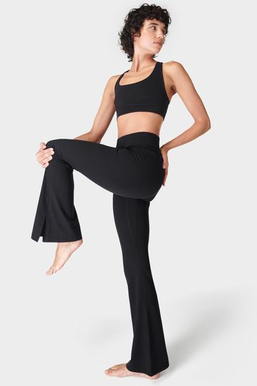 Buy Sweaty Betty Black Super Soft Flare 30 Yoga Trousers from