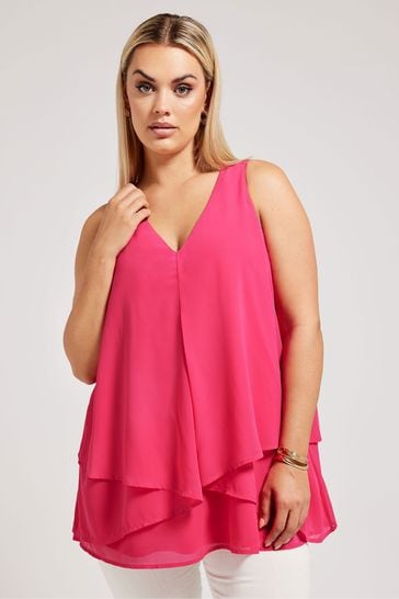 Yours Curve Pink London Layered Sleeveless Blouse
