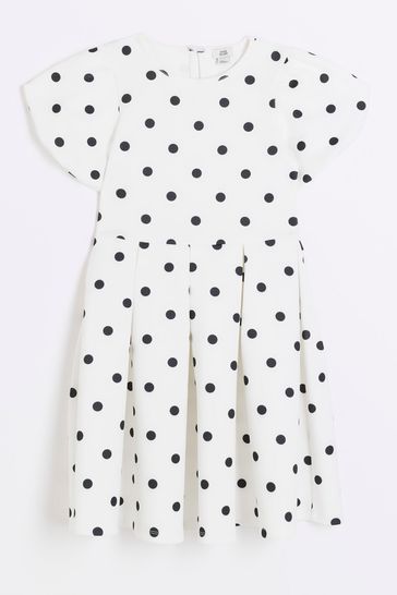 River Island White Girls Polka Dot Dress