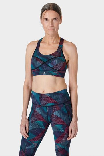 Sweaty Betty Grey Gradient Shapes Print Medium Power Support Sports Bra