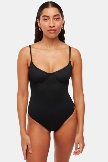 Whistles Ribbed Underwire Black Swimsuit