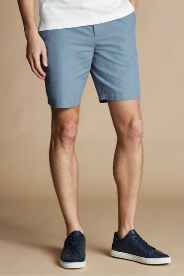 Charles Tyrwhitt Blue Cotton Linen Shorts